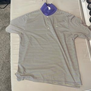Donald Ross Yellow and Blue striped polo L